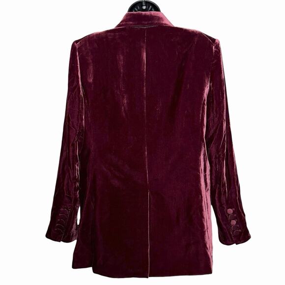 VERONICA BEARD ELETTE VELVET BLAZER LUXURY DOUBLE BREASTED BURGUNDY WINE SIZE 10 - Picture 2 of 8